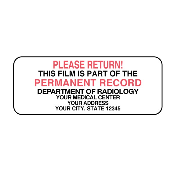 Please Return-Perm. Record w/Medical Cntr 7/8"x2-1/4" White Red&Black